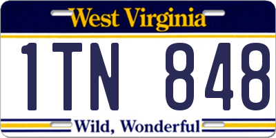 WV license plate 1TN848