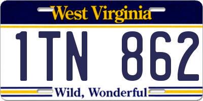 WV license plate 1TN862