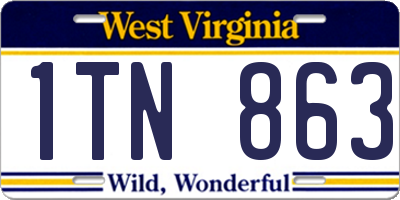 WV license plate 1TN863