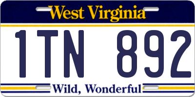 WV license plate 1TN892