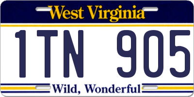 WV license plate 1TN905