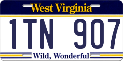 WV license plate 1TN907