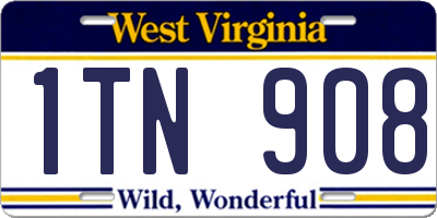 WV license plate 1TN908