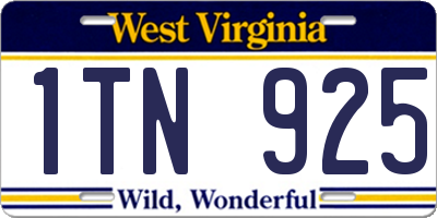 WV license plate 1TN925