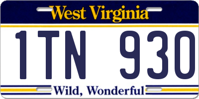 WV license plate 1TN930