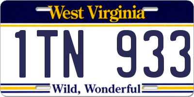 WV license plate 1TN933