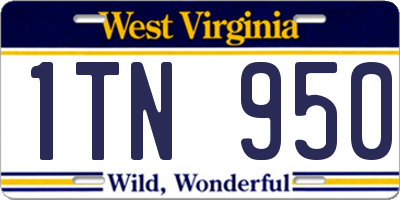 WV license plate 1TN950
