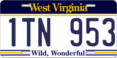 WV license plate 1TN953