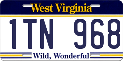 WV license plate 1TN968