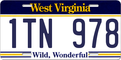 WV license plate 1TN978