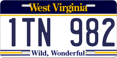 WV license plate 1TN982