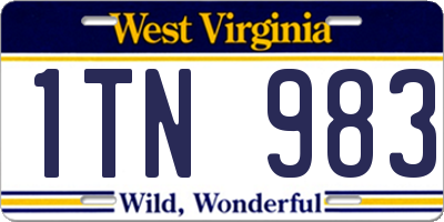 WV license plate 1TN983