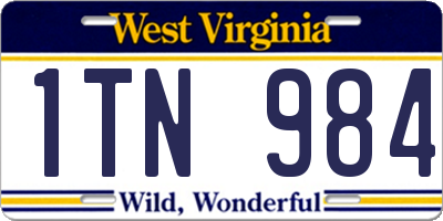 WV license plate 1TN984