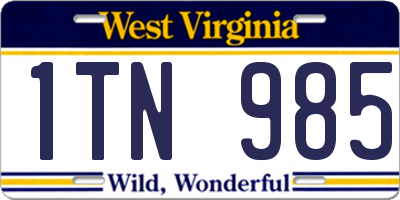 WV license plate 1TN985
