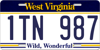 WV license plate 1TN987