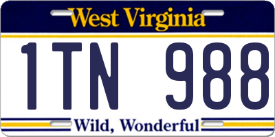 WV license plate 1TN988