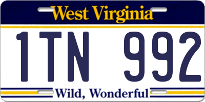 WV license plate 1TN992