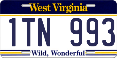 WV license plate 1TN993