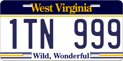 WV license plate 1TN999
