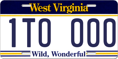 WV license plate 1TO000