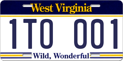 WV license plate 1TO001