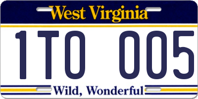 WV license plate 1TO005