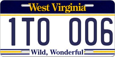 WV license plate 1TO006