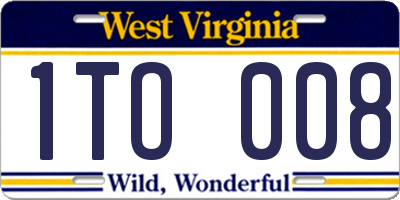 WV license plate 1TO008