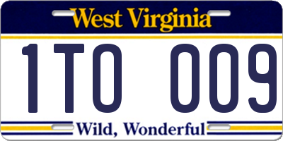 WV license plate 1TO009