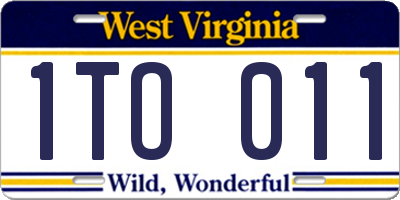 WV license plate 1TO011