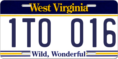 WV license plate 1TO016