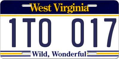 WV license plate 1TO017