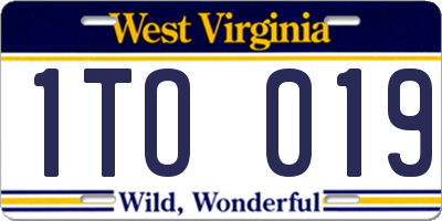 WV license plate 1TO019