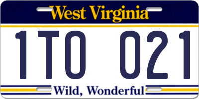 WV license plate 1TO021