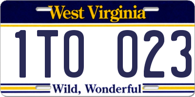 WV license plate 1TO023