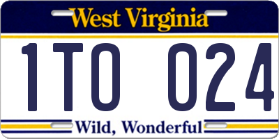 WV license plate 1TO024