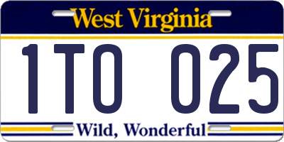 WV license plate 1TO025