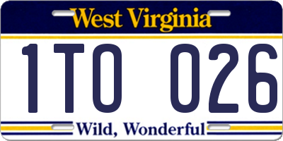 WV license plate 1TO026