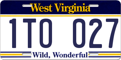 WV license plate 1TO027