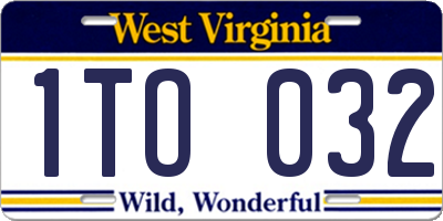WV license plate 1TO032