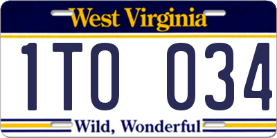 WV license plate 1TO034