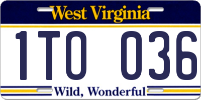WV license plate 1TO036