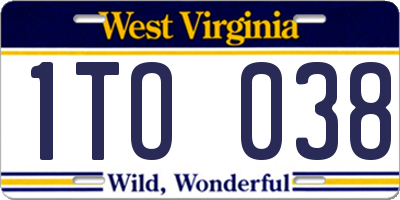 WV license plate 1TO038