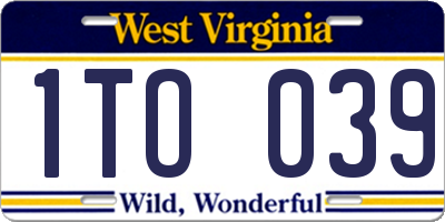 WV license plate 1TO039