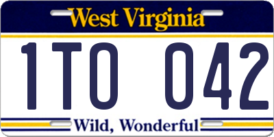 WV license plate 1TO042