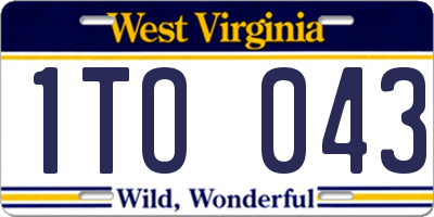 WV license plate 1TO043