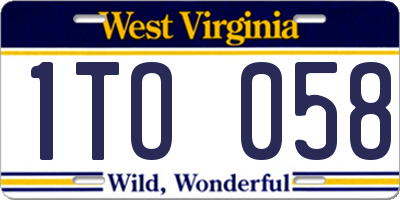 WV license plate 1TO058