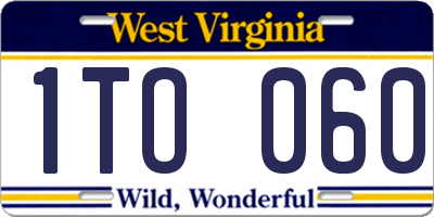 WV license plate 1TO060