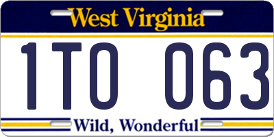 WV license plate 1TO063