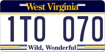 WV license plate 1TO070